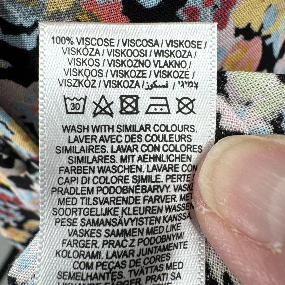 Nobody's Child Womens Printed Floral Print Midi Dress Short Sleeve Size 4 Black - Picture 8 of 13